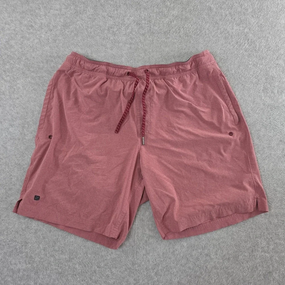 01.Algo Performance Shorts Mens Sz‎ Large Red Stretch Sports Workout Training 8